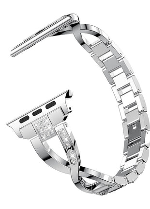 X-shaped Chain Metal Diamond Watch Band Applicable to Apple