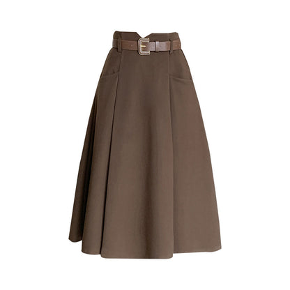 Woolen Skirt Mid-Length High Waist