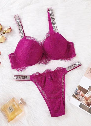 Lace Rhinestone Bra & Panty Set