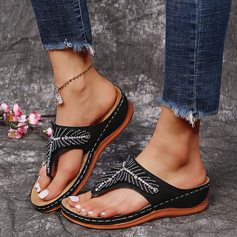 Rhinestone Wedge Mule
