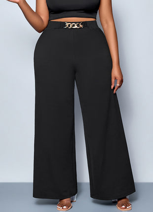 Plus Size Metal Buckle Trousers