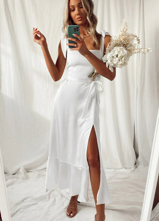 Temperament with Lace-up Dress