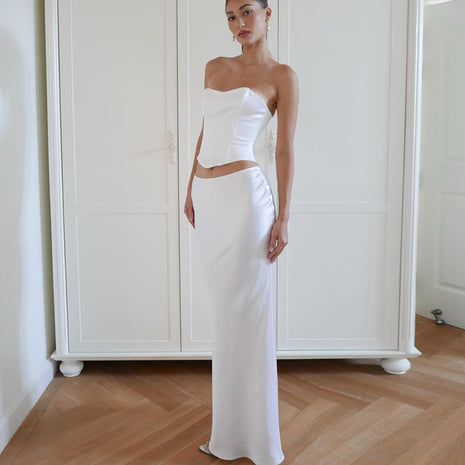 Lace-up Bandeau Sheath Dress Suit