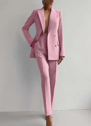 Business Suits Long Sleeve Single-breasted Jacket and Slim Fit Trousers