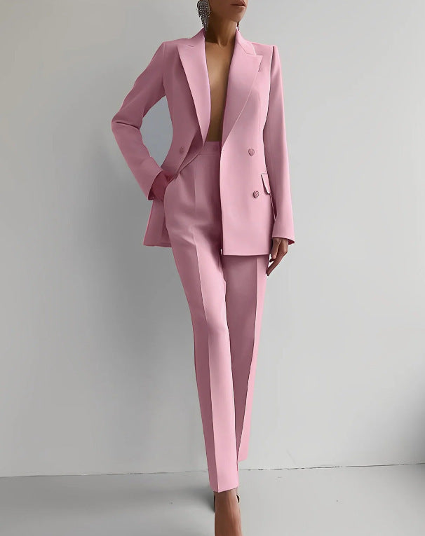 Business Suits Long Sleeve Single-breasted Jacket and Slim Fit Trousers