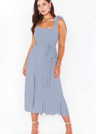 Temperament with Lace-up Dress