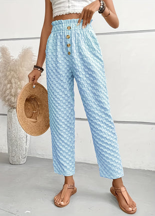 Slim-fit Buttoned Straight Loose Trousers