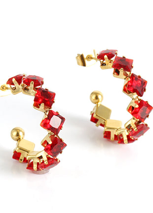 Stainless Steel Zircon Rhinestone Earrings