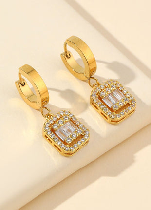 Buckle Design Sugar Cube Titanium Earrings