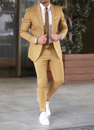 Slim-fit Pants and Coat Two-piece Suit