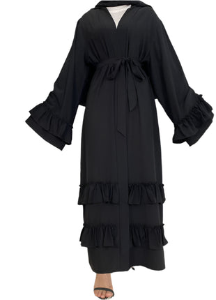 Ruffled Sleeves Lace Up Abaya
