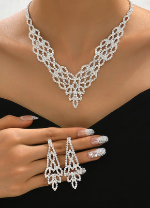 Crystal Stone Necklace & Earrings Suit