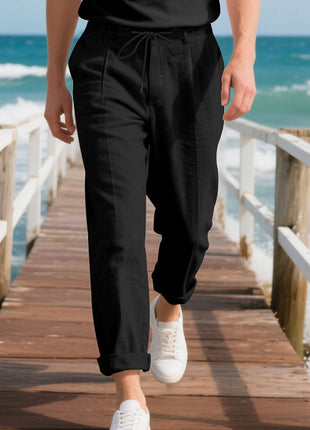 American Linen Men's Casual Pants Summer Loose Straight