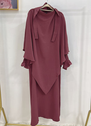 Monochrome Lantern Abaya With Headscarf