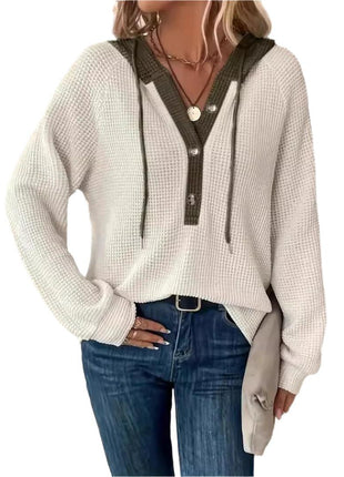 Long Sleeve Hooded Loose-fitting Sweater