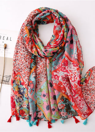 Japanese Style Artistic Cotton and Linen Scarf Bohemian Cashew