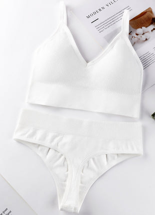 Thin French Style No Steel Ring Panties And Bra Set