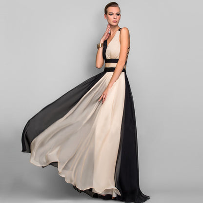 V-neck Backless Long Dress