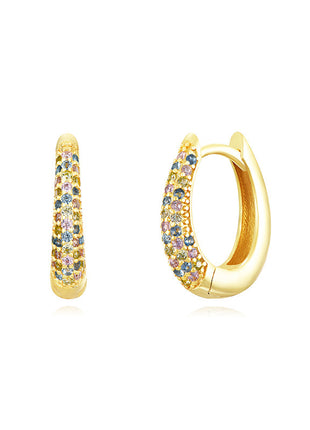 Sterling Silver Needle Street Fashion Geometry Pattern Round Rhinestone Earrings