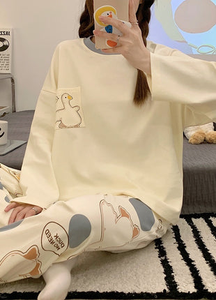 Cartoon Cute Long-sleeved Pyjamas Set