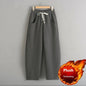 Fleece-lined Elastic Sickle High Waist Pants