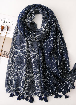 Japanese Style Artistic Cotton and Linen Scarf Bohemian Cashew