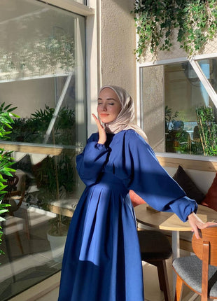 Solid Color Drawstring Sleeve Abaya