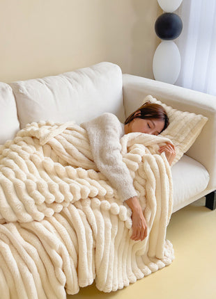 Soft Wind Bubble Blanket Rabbit Fur Double-sided Thickening Cover