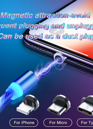 Magnetic 2-meter Cable Magnet Fast Charging Lighting Micro USB Cable LED