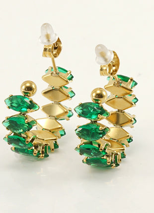 Stainless Steel Zircon Rhinestone Earrings