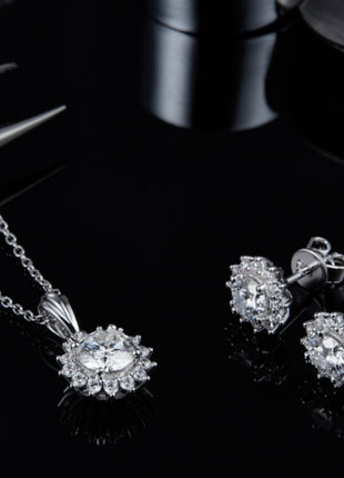 925 Silver Three Piece Combination Necklace, Earring & Bracelet