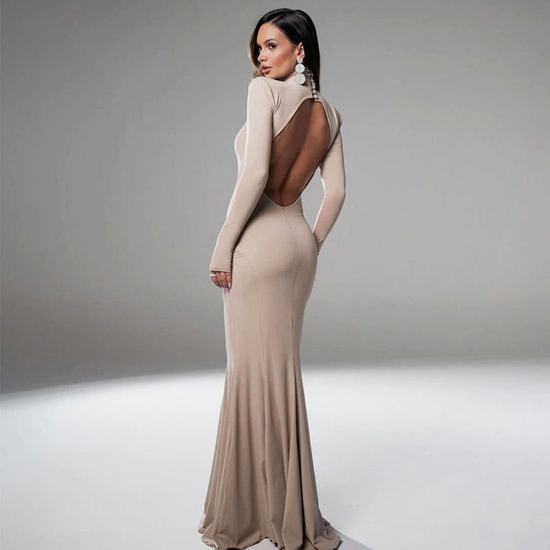 Skinny Hip Skirt Backless Evening Party Dress