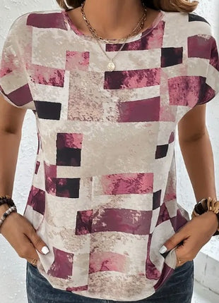 Aztec Crew Neck Durable Non-Stretch Fabric T-Shirt