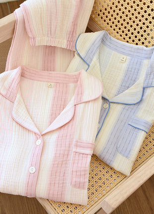Cotton Yarn Dream Striped Home Wear Long-sleeved Trousers Pajamas
