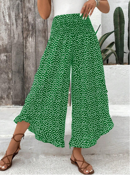 Polka-dot Loose-fitting High Waist Pants