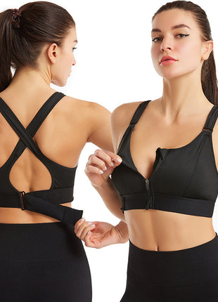 Adjustable Front Zipper Sports Bra