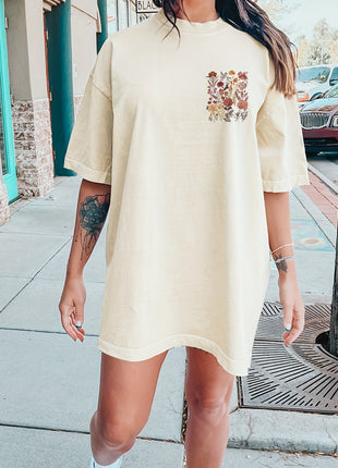 Floral Neck Tee Short Sleeve Dress