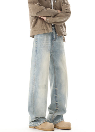 Retro Light Blue Straight Casual Jeans