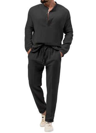 Casual Long Sleeve Shirt And Trousers Suit