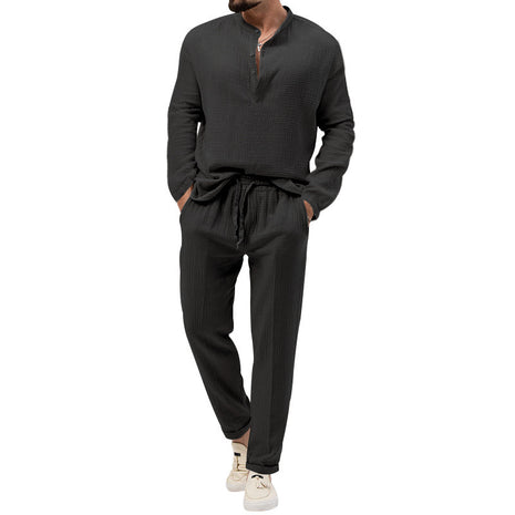 Casual Long Sleeve Shirt And Trousers Suit