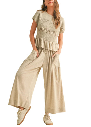 2-piece Pleated Top and Wide Leg Pants