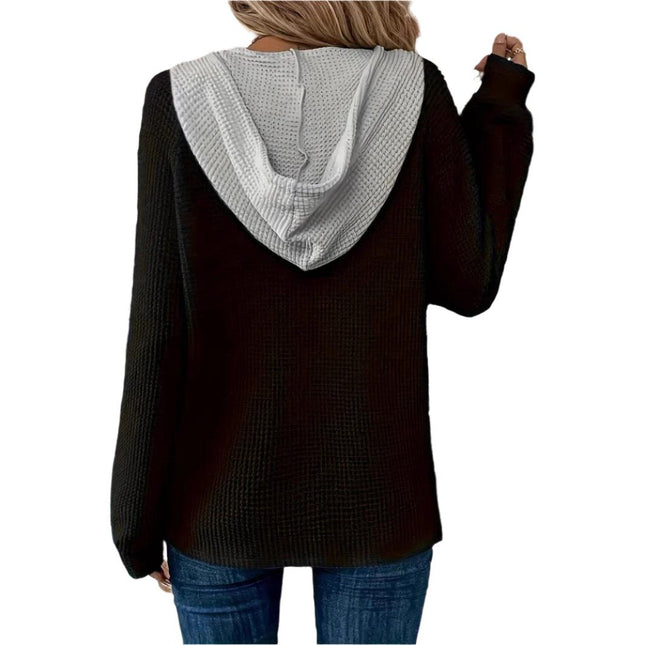 Long Sleeve Hooded Loose-fitting Sweater