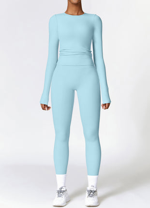 Tight-fitting Quick-drying Long Sleeve High Waist Leggings Set