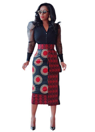 African Style High Waist Elastic Hip Slim Fit Skirt