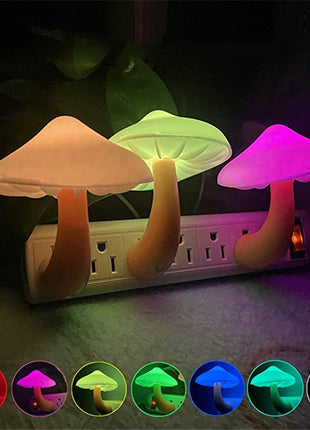 LED Night Light Mushroom Wall Socket Lamp Warm White Light-control Bedroom Light Home Decoration