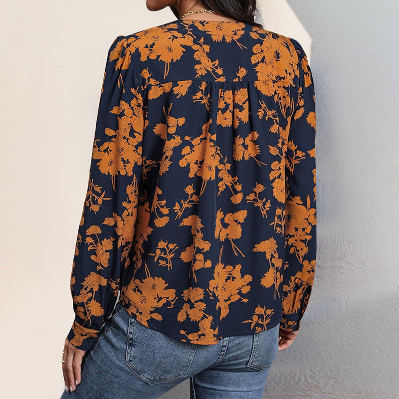 Pullover V-neck Printed Top