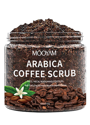 Jar of Arabica Coffee Scrub with visible branding on a white background