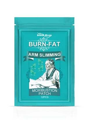 Turquoise package of South Moon Burn-Fat Arm Slimming Moxibustion Patch on a white background