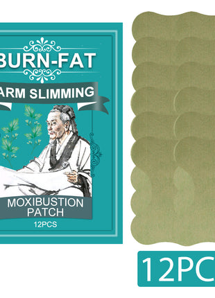 Moxibustion patch packaging with 12 patches on a white background