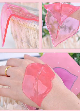 Collage of pink silicone bags with floral designs on a pink background